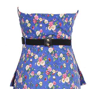Elegant Vintage Strapless Floral Belt Club Party Bodycon Mini Dress N11655