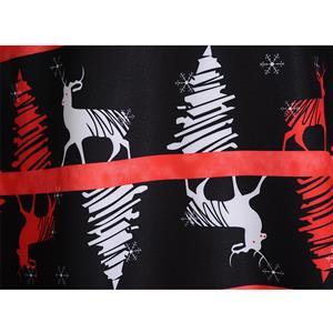 Vintage Round Neck Christmas Tree and Reindeer Print Sleeveless High Waist Swing Dress N18277