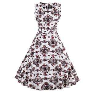 1950's Vintage Floral Print Cotton Sleeveless Dress N12860