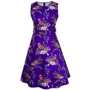 Retro Dresses for Women 1950, Vintage Dresses 1950's, Vintage Dress for Women, Floral birds Print Dress, Cheap Party Dress, #N14071