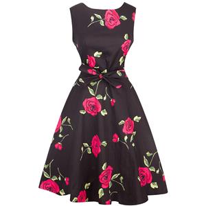 Retro Dresses for Women 1960, Vintage Dresses 1950's, Vintage Dress for Women, Floral Print Dress, Cheap Party Dress, #N12575