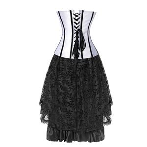 Elegant Vintage Lace Overbust Corset With Lace Dancing Skirt Set N12497