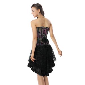 Steampunk Gothic Vintage Jacquard Overbust Corset And Skirt Set N12545
