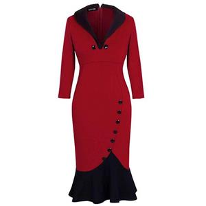 1950's Vintage Dress, Cheap Dresses for women, Valentine's Day Dress, Evening Dresses, Fishtail Dress, #N11875