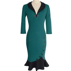1950's Vintage Dress, Cheap Dresses for women, Fashion Dresses for women, Cocktail party dresses, Evening Dresses, Fishtail Dress, #N12133