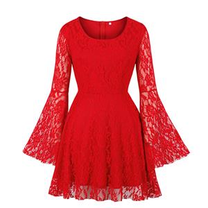 French Maiden Long Sleeve Dresses, Cute Summer Swing Dress, Retro Floral Lace Dresses for Women 1960, Vintage Dresses 1950's, Plus Size Summer Dress, Plus Size Gothic Style Dresses for Women, Solid Color Dresses, Vintage Summer Day Dress, #N20827