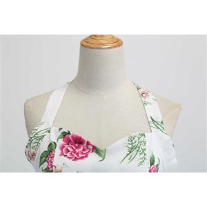 Vintage Halterneck Sweetheart Bodice Floral Pattern Backless Summer Swing Dress N18828