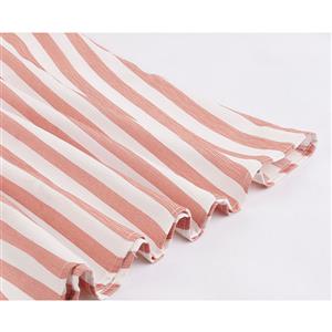 Vintage Rockabilly Vertical Striped Round Collar Sleeveless Frock Summer Day Dress N18979