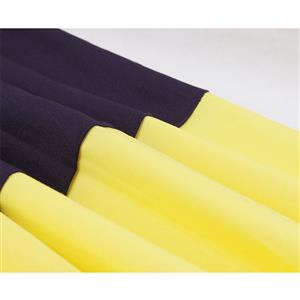 Elegant Crew Neck Sleeveless Contrast Color Patchwork Midi Formal Dress with Belt N19025