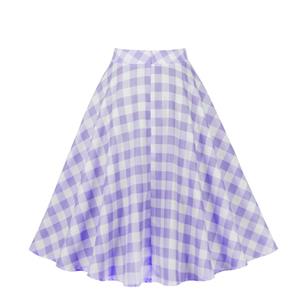 Women's Clothing Plaid Big Swing Ruffle Skirt Vintage High Waist Midi Skirt HG23422