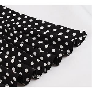 Vintage Black and White Polka Dots Lapel Short Sleeve A-line Swing Dress N18700