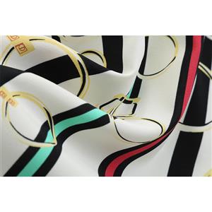 Fashion Vertical Stripe Print Sweetheart Neckline Short Sleeve Summer Day Dress N18830