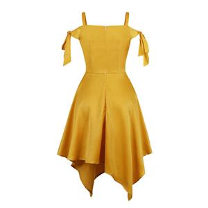 Fashion Off-shoulder Sweetheart Bodice Asymmetrical Hemline High Waist Dress N18866
