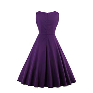 1960's Vintage Purple Cocktail Swing Dress N12799