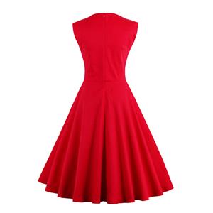 1960's Vintage Red Pleated Cocktail Bridesmaid Swing Dress N12760