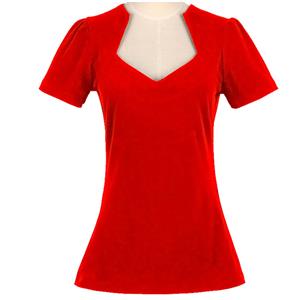 Vintage 1950's Red Cut Out Short Sleeve T-shirt N11855