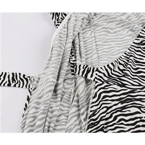 Fashion Zebra Pattern V Neck Bracelet Sleeve High Waist Party Swing Dress N18756