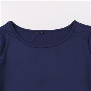 Women's Vintage Round Neck Short Sleeve Patchwork Plant Print Swing Dress N15422