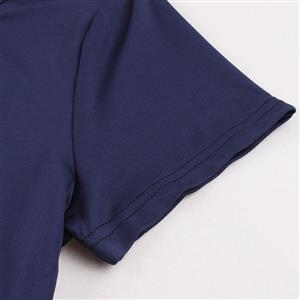 Women's Vintage Round Neck Short Sleeve Patchwork Plant Print Swing Dress N15422
