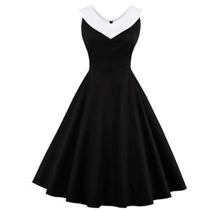 Graceful Vintage Sleeveless Swing Dress N12954