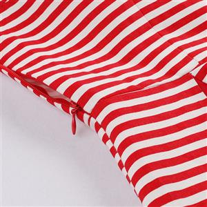 Vintage Striped Splicing Waist Belt Swing Dress N12957