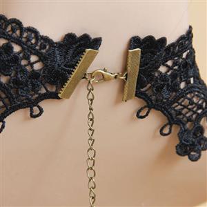 Lolita Black Rose Lace Cameo Choker Necklace J12032