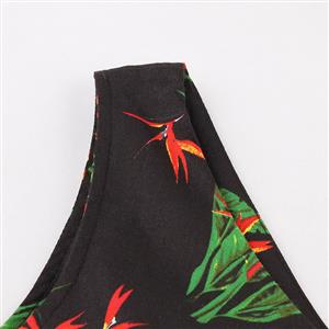 Women's Vintage V Neck Sleeveless Floral Print Swing Tank Dresse N14989
