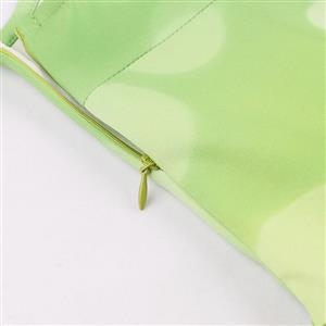 Women's Green Vintage V Neck Sleeveless 3D Digital Cat Print Swing Tank Dress N15988