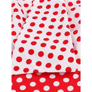 Women's Vintage V Neck Sleeveless Polka Dots Bodycon Dress N14524