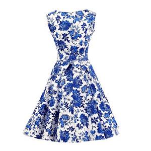 1950's Vintage Floral Print Sleeveless Casual Cocktail Party Swing Dress N11507