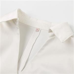 White Cotton V-Neck Women's Blouse N18190