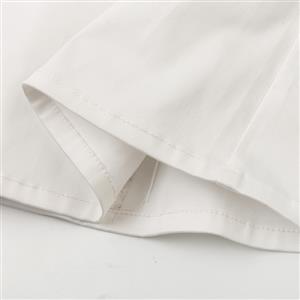 White Cotton V-Neck Women's Blouse N18190