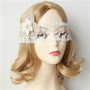 Elegant White Lace Flower Bride Mask MS12971