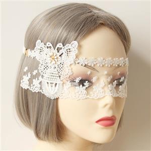 Halloween Masks, Costume Ball Masks, White Lace Mask, Masquerade Party Mask, Bride Wedding Party Masks, #MS12972