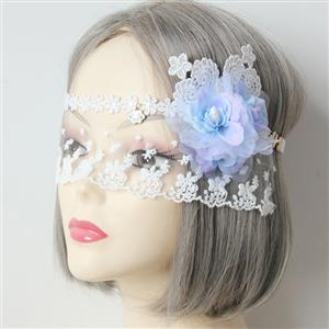 Bride Lifelike Flower White Lace Wedding Party Mask MS12973