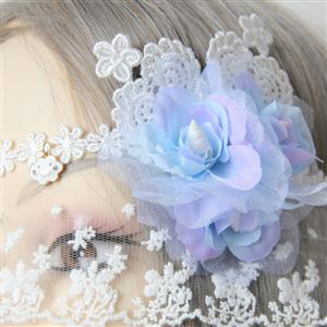 Bride Lifelike Flower White Lace Wedding Party Mask MS12973