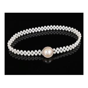 Women's Fashion White Simulated Pearl Skinny Thin Waist Belt N16938