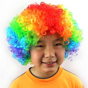 Unisex Multi-color Wild-curl up Funny Clown Quirky Wig for Adult and Child MS16078