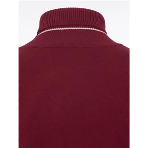 Women's Fashion Wine-Red High Neck Lantern Sleeve Warmth Sweater N15597
