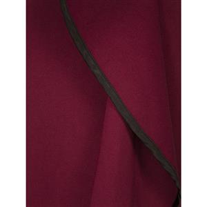 Women's Wine-Red One Shoulder Sleeveless Falbala Midi Dress N15552