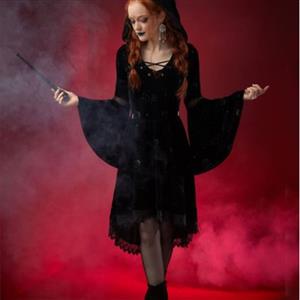 Women's Short Nun Adult Halloween Black Dress Drama Theatrical Costume N22300