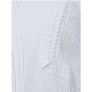 Women's Elegant White V Neck Short Sleeve Split Maxi Dress N14525