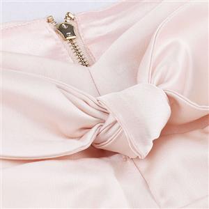 Women's Fashion Pink Off Shoulder Bow Knot Crop Top N14429