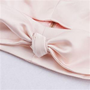 Women's Fashion Pink Off Shoulder Bow Knot Crop Top N14429