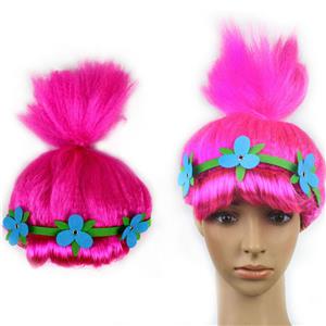 Sexy Women Fuchsia Hair Modeling  Headgear Tied Horsetail Carnival Cosplay Party Wig MS19653