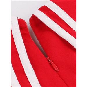 Fashion Women's Red Crew Neck Short Sleeve Swing Dress N14277