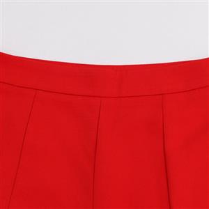 Women's Red Plain High Waist Bellbottoms N14422
