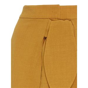 Women's Yellow Plain Irregular Loose Pant N14420