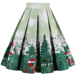 Vintage Cartoon Print High Waisted Flared Pleated Skirt HG12793