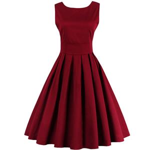 Elegant 1950's Vintage Red Cocktail Party Dress N11943